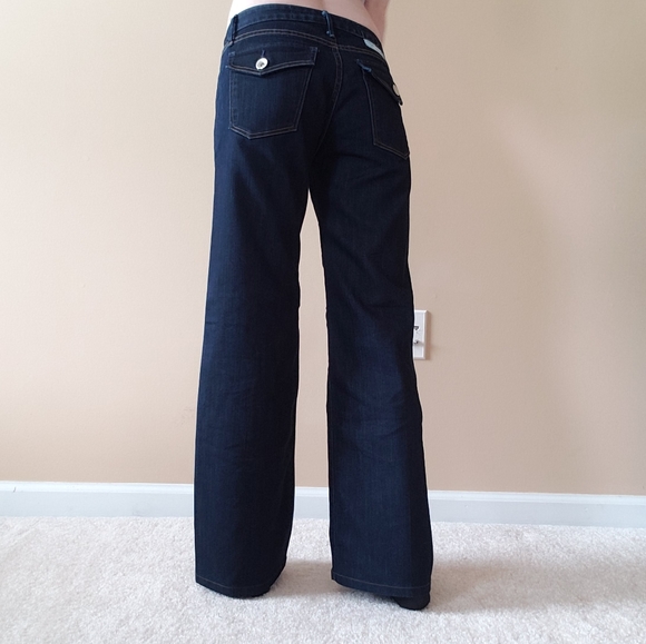 AMI Dark Blue Flare Jeans Low Rise - Picture 4 of 10